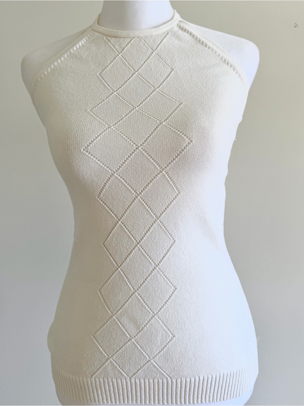 White Sleeveless Knit Halter Top